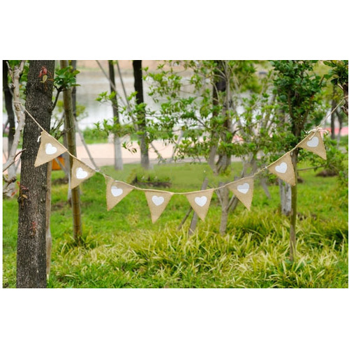 Large View Burlap Banner Bunting - Heart 1.6m (small)