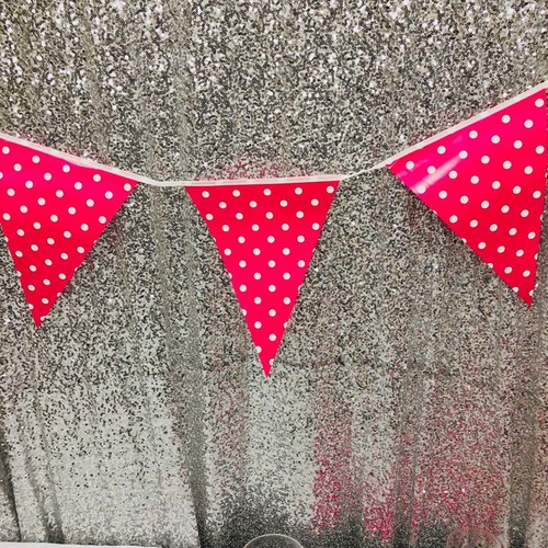 Large View 3.5m Large Party Bunting/Banner Flag - Fushia Dot