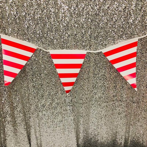 Large View 3.5m Large Party Bunting/Banner Flag - Fushia Stripe