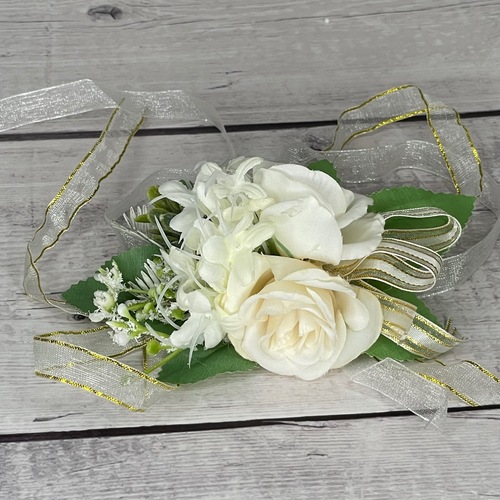 Large View Corsage - White Roses - Style 10