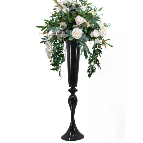 Large View 75cm Tall Trumpet Black Vase