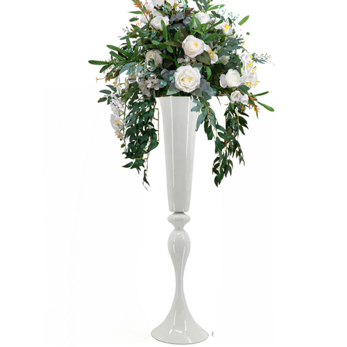 Large View 75cm Tall Trumpet White Vase