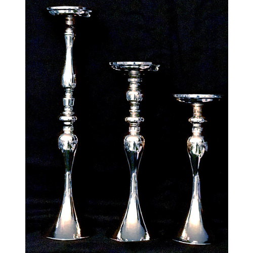 Large View 30cm Single Stem SILVER Candelabra Stick