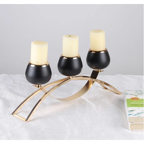 Large View 3 Arm - Black and Gold Candelabra 