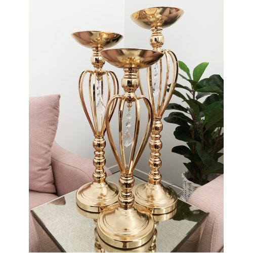 Large View Gold Crystal Heat Candelabra Centerpiece - 52/55/58cm Available