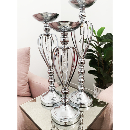 Large View Silver Crystal Heat Candelabra Centerpiece - 40/46/53cm Available