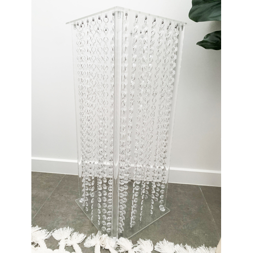 Large View 60cm Clear Acrylic Plinth Centerpiece/Riser with Crystals