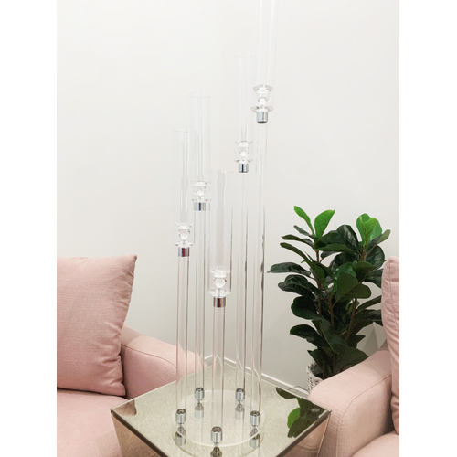 Large View 5 Tier / Arm Clear Acrylic Candelabra