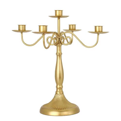 Large View 5 Arm 30cm Gold Candelabra