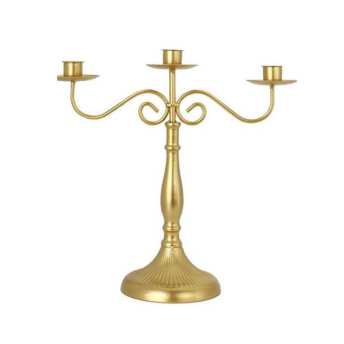 Large View 3 Arm 30cm Gold Candelabra