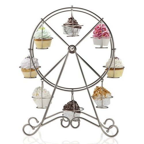 Large View Ferris Wheel - Silver Metal Cup Cake Stand