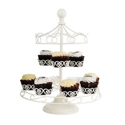 Large View Carousel CupCake Stand - white