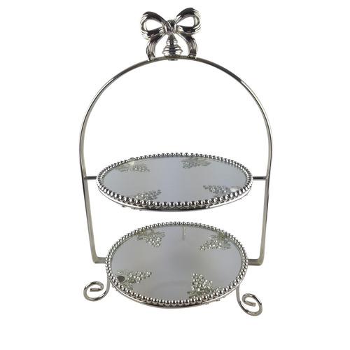 Large View 2 Tier High Tea Cake Stand - Glass Plates