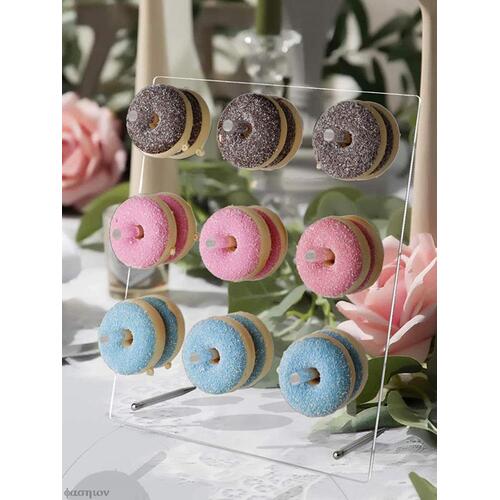 Large View Square Acrylic Donut Stand - 18 Donuts