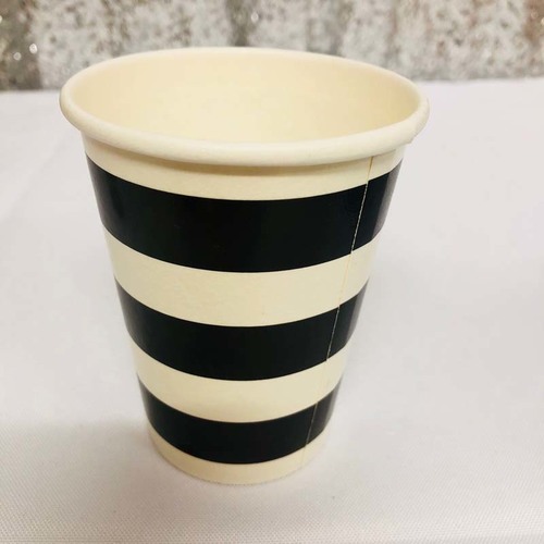 Large View 12pk - Paper Party Cup Black Strip