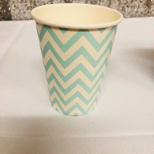 Large View 12pk - Paper Party Cup Blue ZigZag