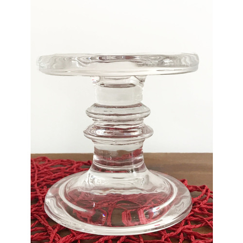 Large View Glass Pillar Candle Holder - Small 8.5cm Heavy Duty