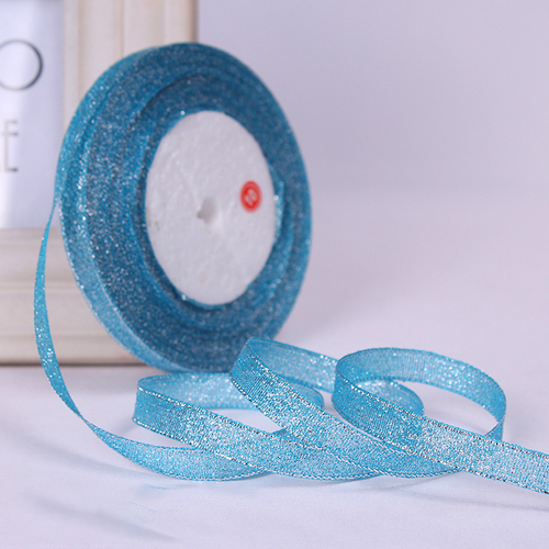 Large View 1.0cm Turquoise Glitter Ribbon - 25m