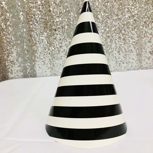 Large View 12pk - Large Paper Party Hat Black Stripe