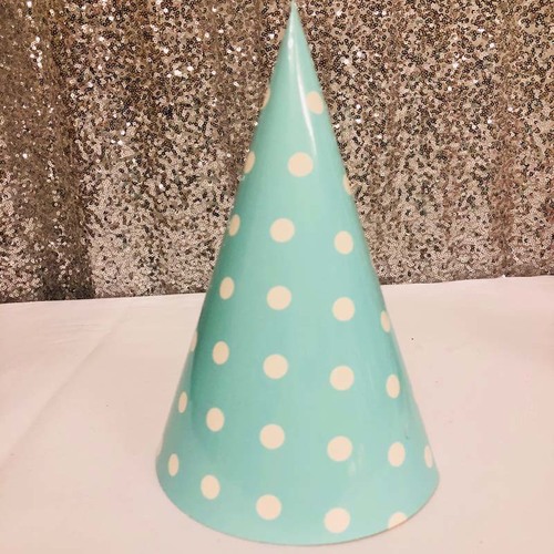 Large View 12pk - Large Paper Party Hat Blue Dot