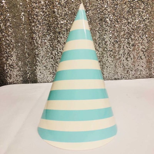 Large View 12pk - Large Paper Party Hat Blue Stripe