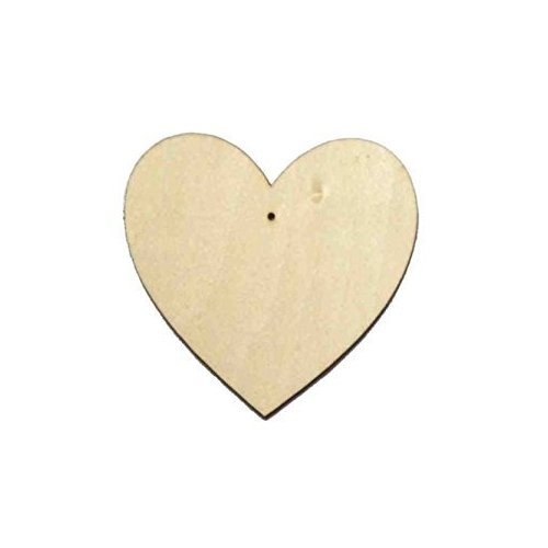 Large View 55mm Wooden Hanging Heart - Natural