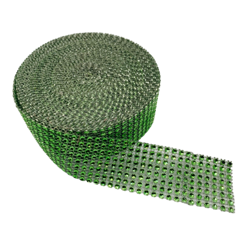 Large View 8 Row Green Diamond Wrap / Rhinestone Mesh