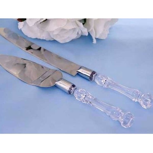 Large View CLEARANCE Cake Knife and Server Set - Acrylic