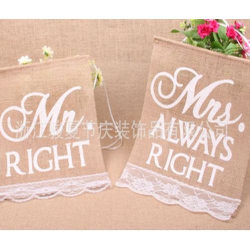 Large View Burlap & Lace Banner - Mr Right Mrs Always Right