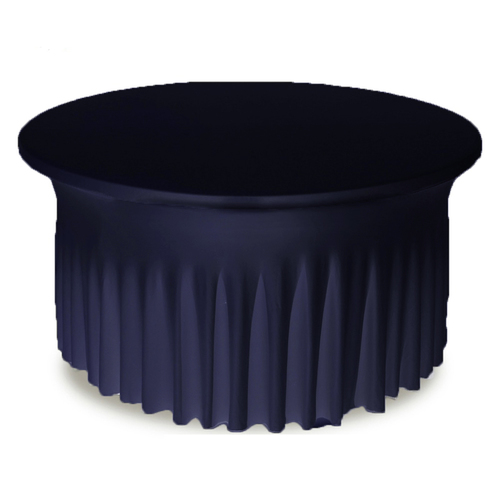 Large View 6Ft (1.8m) Navy SEMI Fitted Round Lycra/Spandex Tablecloth Cover