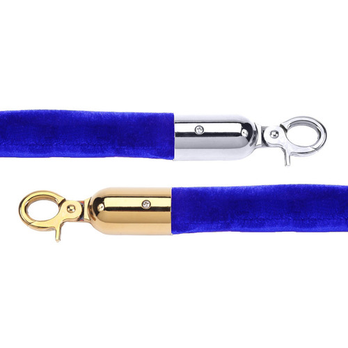 Large View Royal with Gold Hook - Velvet Cord Rope for Bollards and Stanchions