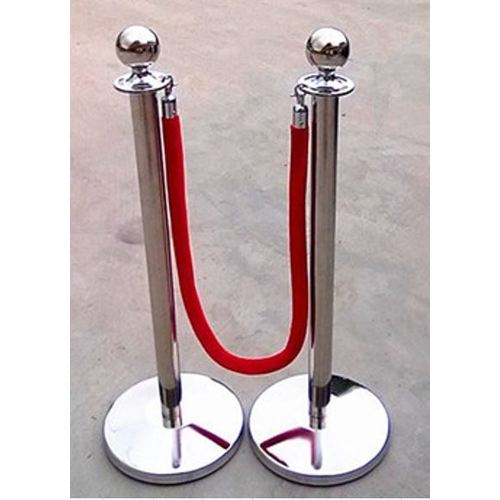 Large View 2pk Silver Heavy Duty Bollard Crowd Controld Stanchions With Cord