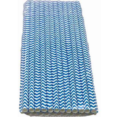 Large View 24Pk Navy ZigZag Straw