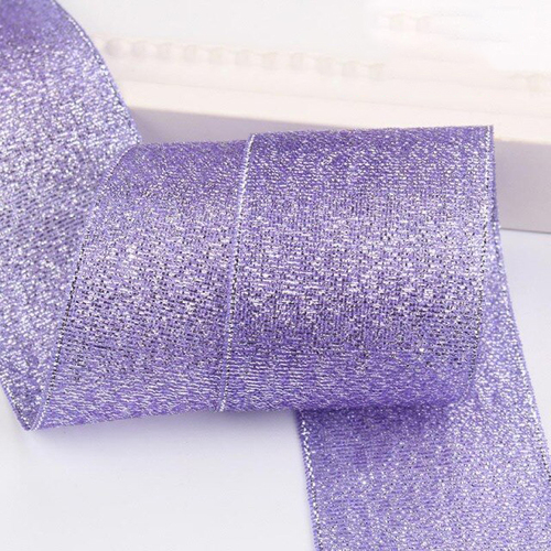 Large View 4cm Lavender Glitter Ribbon - 25m