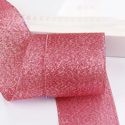 Large View 4cm Red Glitter Ribbon - 25m