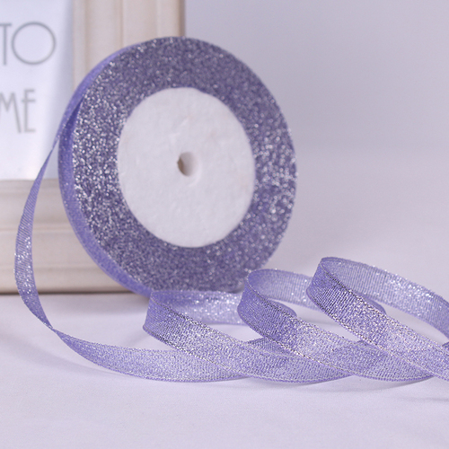 Large View 1.0cm Light Purple Glitter Ribbon - 25m