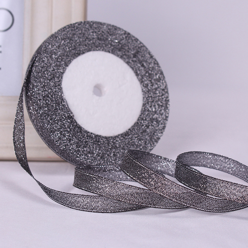 Large View 1.0cm Black Glitter Ribbon - 25m