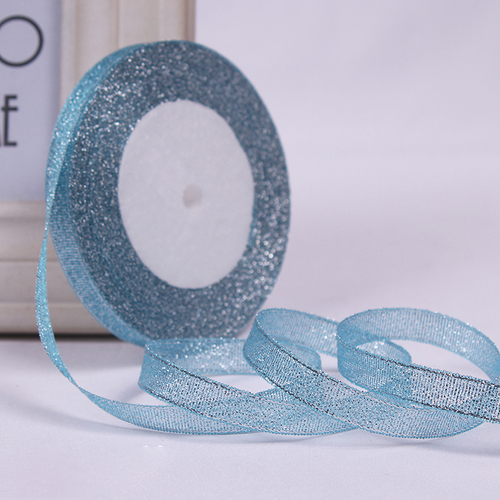 Large View 1.0cm Blue Glitter Ribbon - 25m