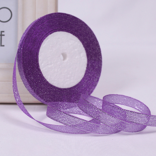 Large View 1.0cm Purple Glitter Ribbon - 25m