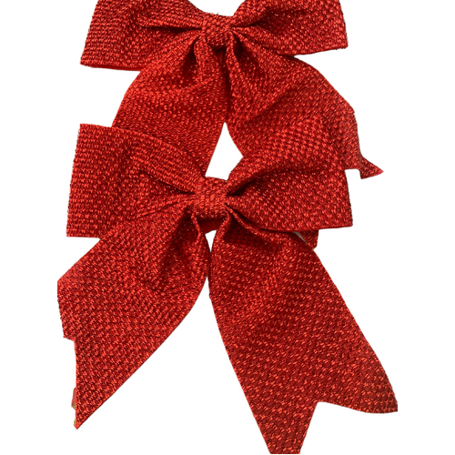 Large View 2pc 15xm Red Mesh Look Christmas Bows