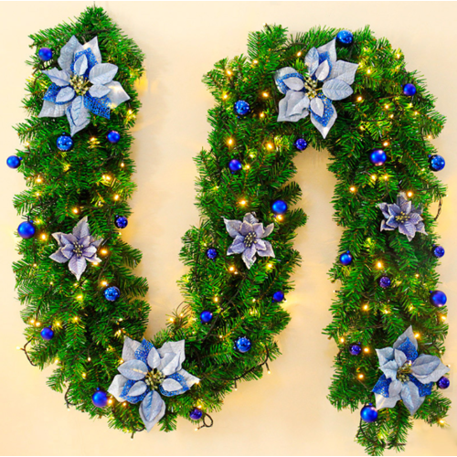 Large View 270cm Blue Christmas Garland/Table Runner